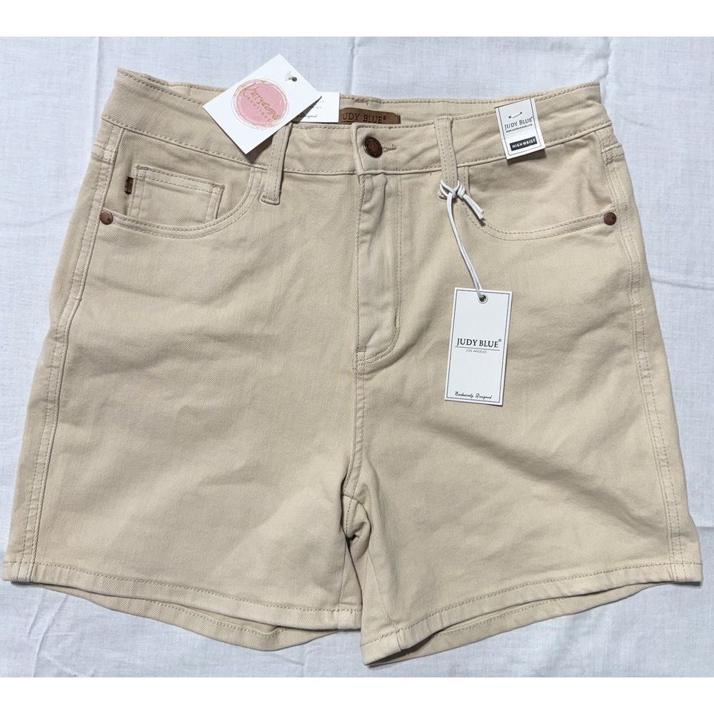 Judy Blue High Waist Garment Dyed Bone Denim Shorts